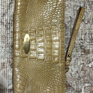 Brahmin Metallic Gold Croc-Embossed Wristlet